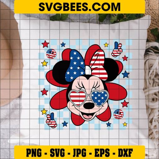 Th Of July Minnie Svg American Flag Glasses Svg Svg Png