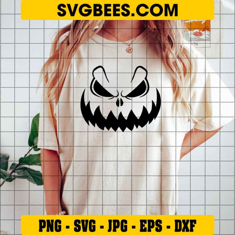 Scary Pumpkin Face SVG PNG Halloween Vintage Pumpkin SVG Scary Face