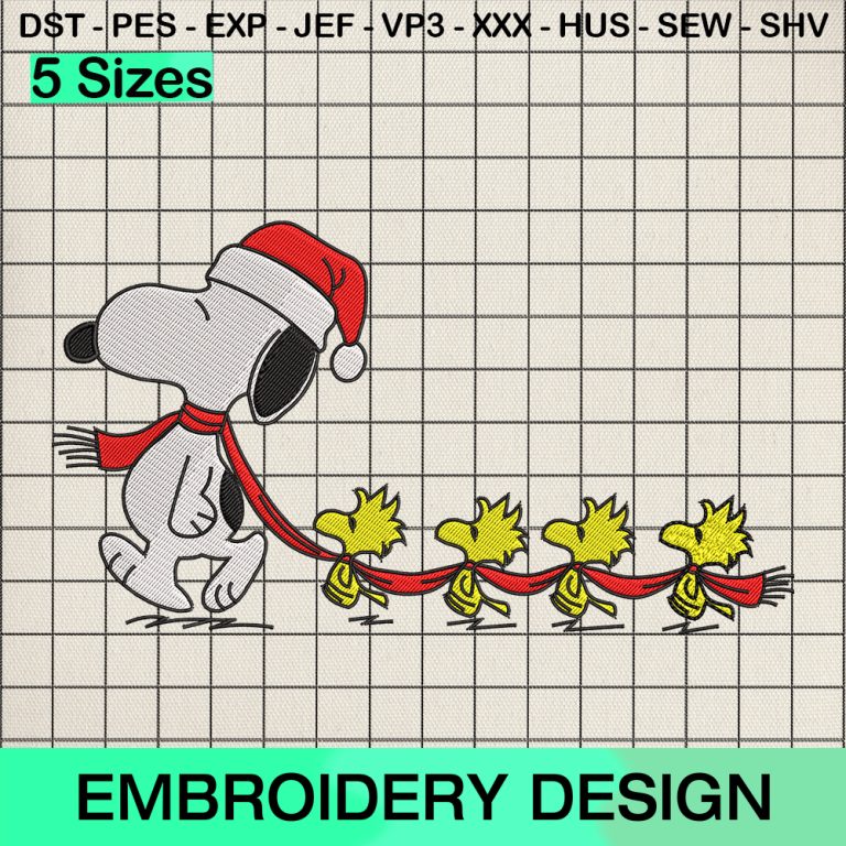 Merry Xmas Snoopy Embroidery Design Christmas Snoopy Santa Hat Machine