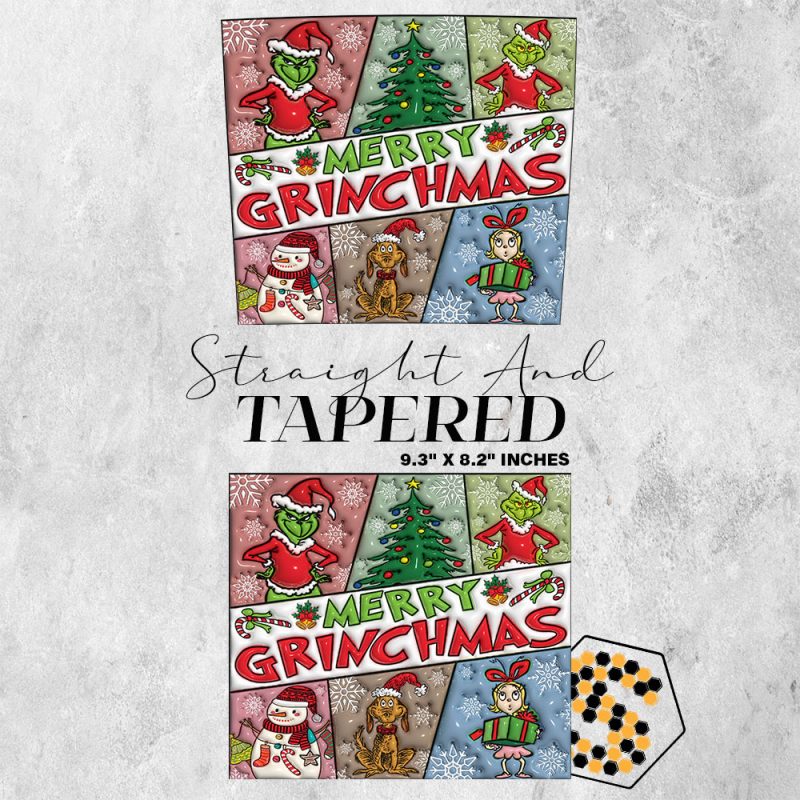 3D Mery Grinchmas Inflated Tumbler Wrap SVGbees