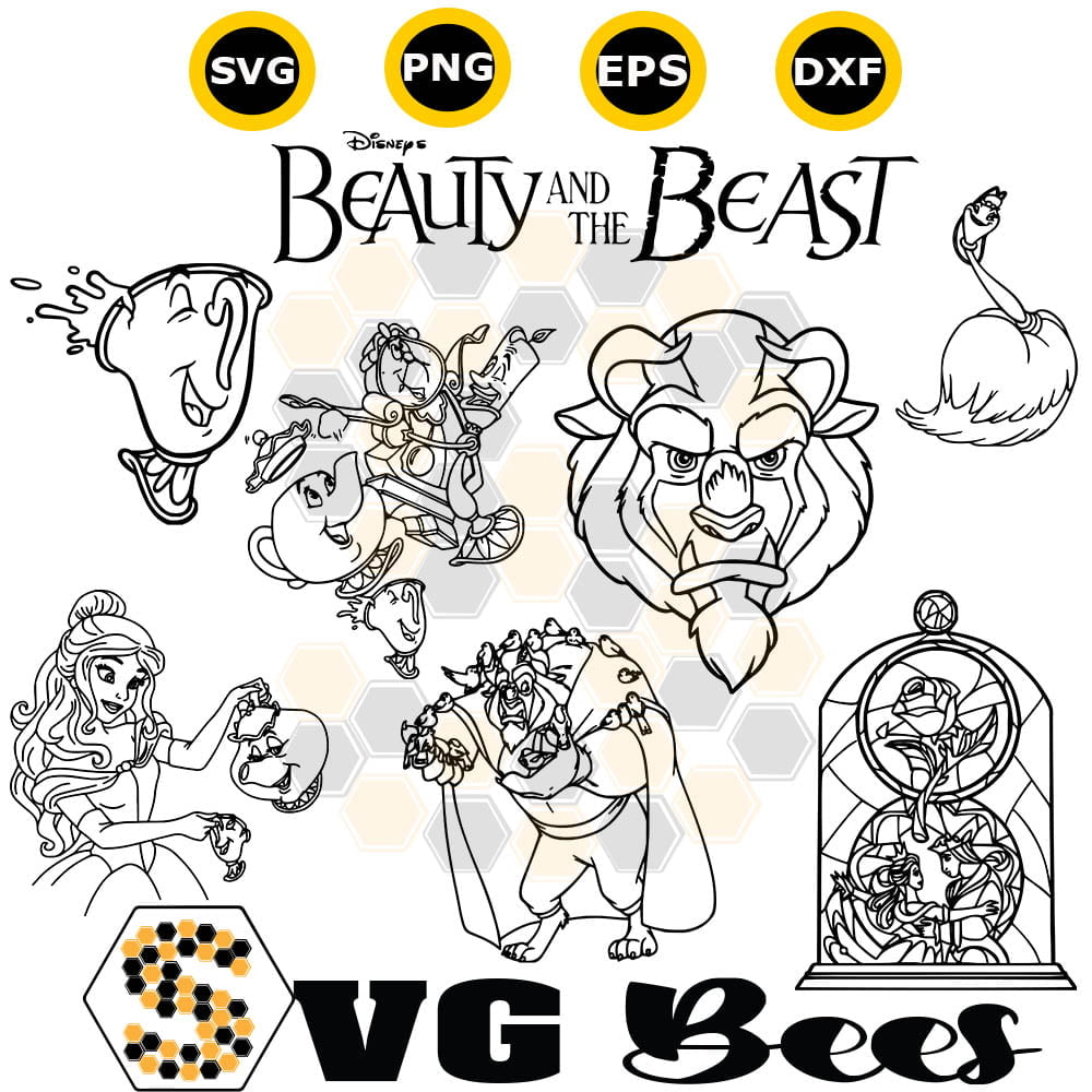 Beauty and the Beast Silhouette SVG