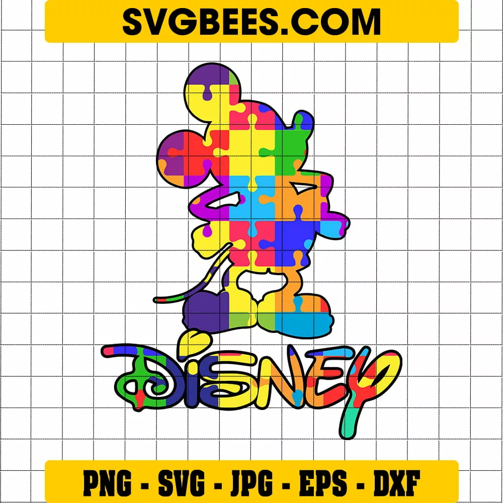 Disney Character Mickey Mouse Autism SVG and PNG - SVGbees