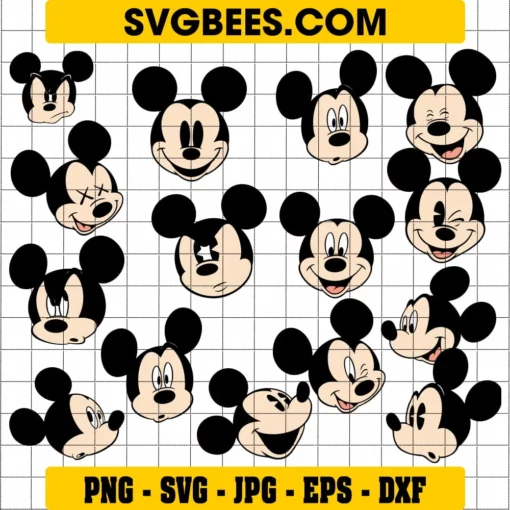 Disney Character Mickey Mouse Face SVG and PNG - SVGbees