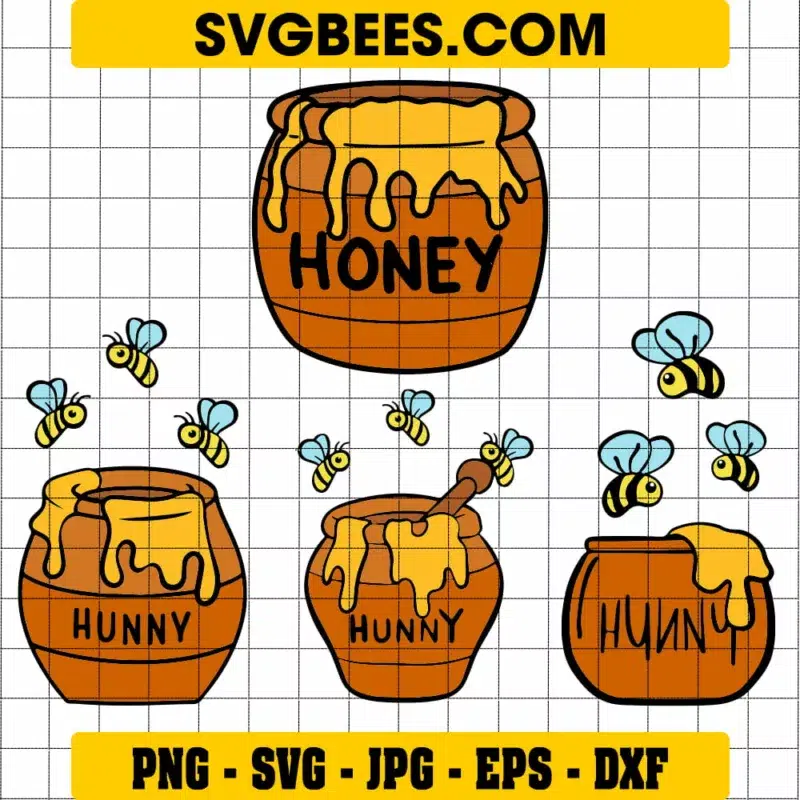 Winnie The Pooh Eat Honey From Pot SVG SVGbees