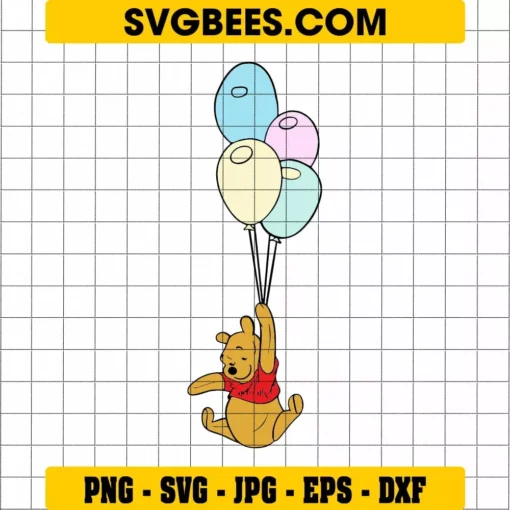 Winnie The Pooh With Balloon SVG