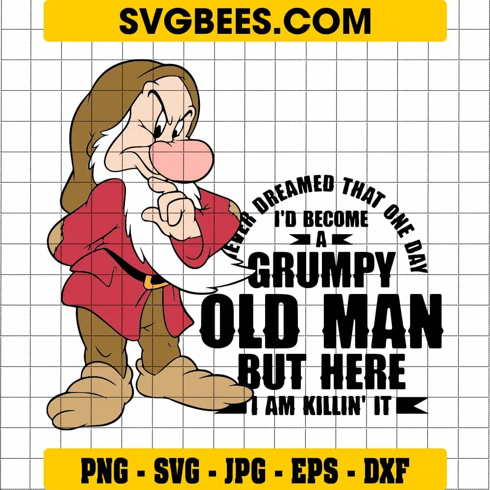 Grumpy old man cartoon face SVG - SVGbees