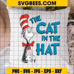 Cat In The Hat SVG on Pillow
