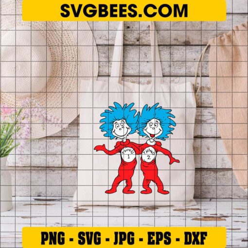 Dr Seuss Thing 1 and Thing 2 SVG on Bag