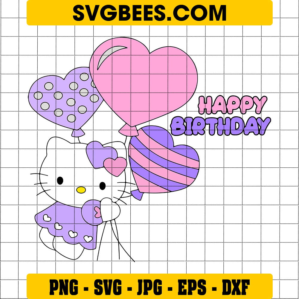 Hello Kitty Birthday SVG PNG EPS Files - SVGBees
