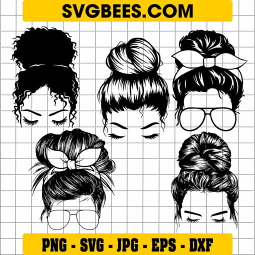 Messy Bun SVG, Cricut and Silhouette File - Fashion SVG - Hairstyle SVG- SVGbees