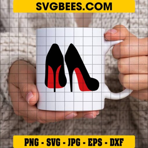 Red High Heel Shoes SVG on Cup