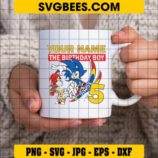 Sonic Birthday Shirt SVG on Cup