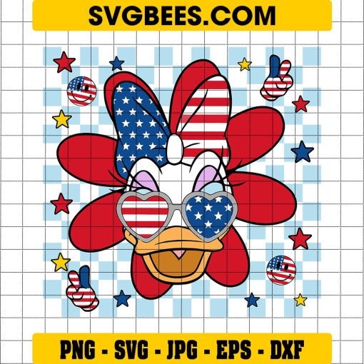 4th of July Daisy Duck Svg, American Flag Glasses Svg, 1776 Svg