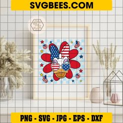 4th of July Daisy Duck Svg, American Flag Glasses Svg, 1776 Svg on Frame