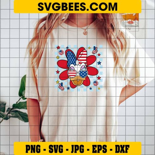 4th of July Daisy Duck Svg, American Flag Glasses Svg, 1776 Svg on Shirt