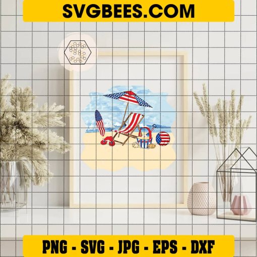 4th of July Summer Vacation SVG, Holiday SVG on Frame