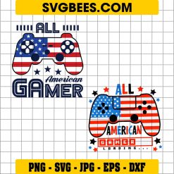 All American Gamer Svg, 4th of July Gamer Svg, American Svg