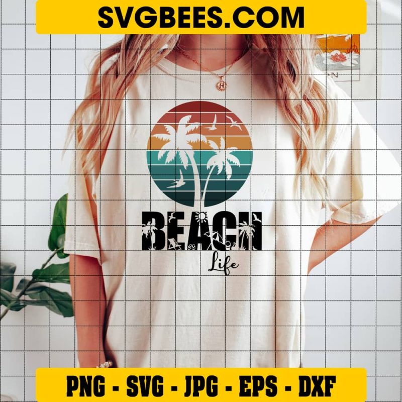 Beach Life Svg, Palm Trees Svg, Sunset Beach Svg, Summer Svg - Svgbees