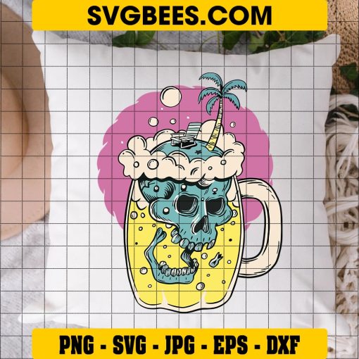 Beach Scene In A Beer Mug Svg, Summer Svg, Beer SVG on Pillow