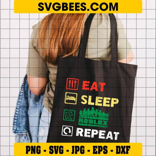 Eat Sleep Roblox Repeat SVG on Bag