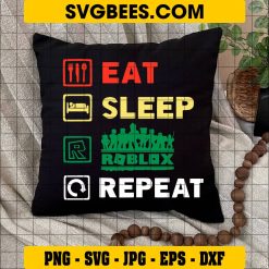 Eat Sleep Roblox Repeat SVG on Pillow