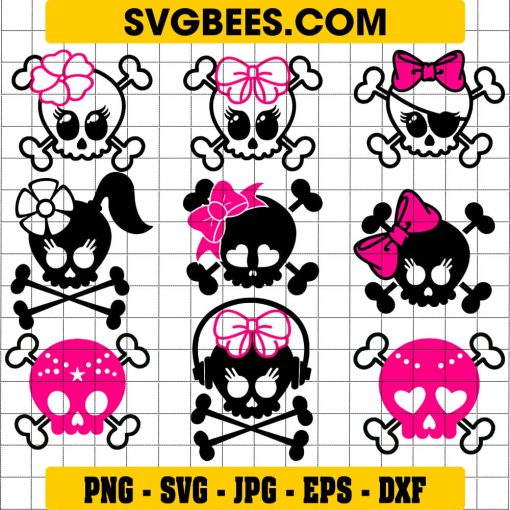 Girly Skull SVG