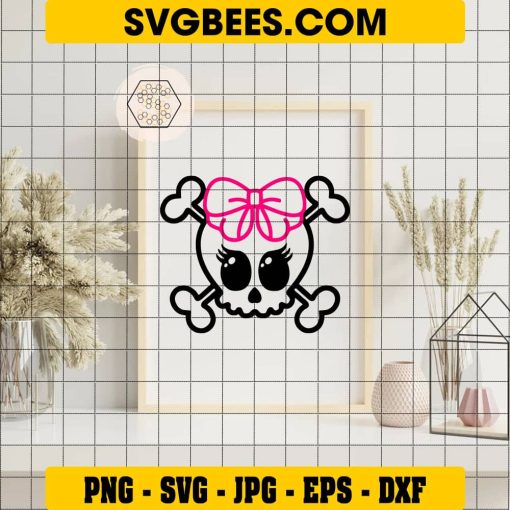 Girly Skull SVG on Frame