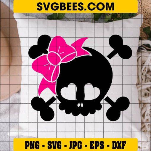 Girly Skull SVG on Pillow
