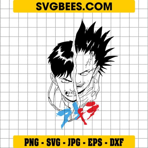 Kaneda And Tetsuo Face SVG, Akira SVG, One Piece Svg