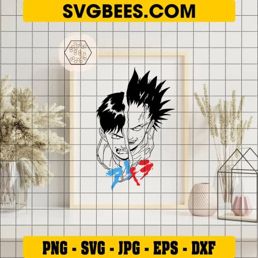 Kaneda And Tetsuo Face SVG, Akira SVG, One Piece Svg on Frame