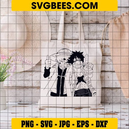 Naruto And Luffy Anime Svg, Friends Anime Svg, Naruto Svg, One Piece Svg on Bag