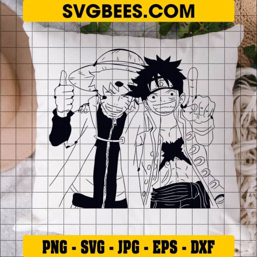 Naruto And Luffy Anime Svg, Friends Anime Svg, Naruto Svg, One Piece Svg on Pillow