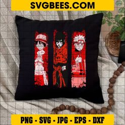 Naruto Sasuke and Luffy Anime Svg, Friends Anime Svg, Naruto Svg, One Piece Svg on Pillow