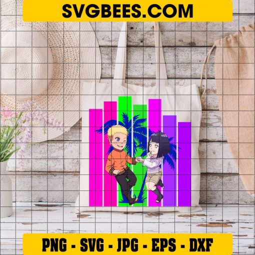 Naruto and Hinata Summer SVG, Anime SVG, Love Interest SVG on Bag