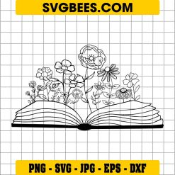 Open Book With Flowers SVG, Book Lover SVG