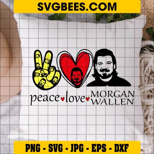 Peace Love Morgan Wallen Svg on Pillow