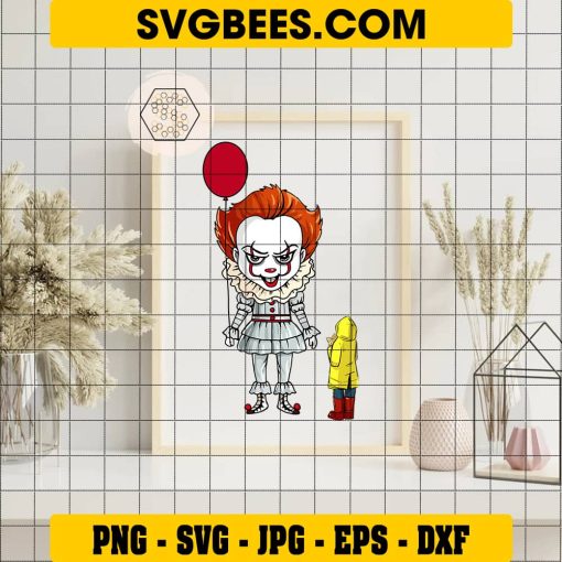 Pennywise Clown holding Georgie Ship Svg on Frame