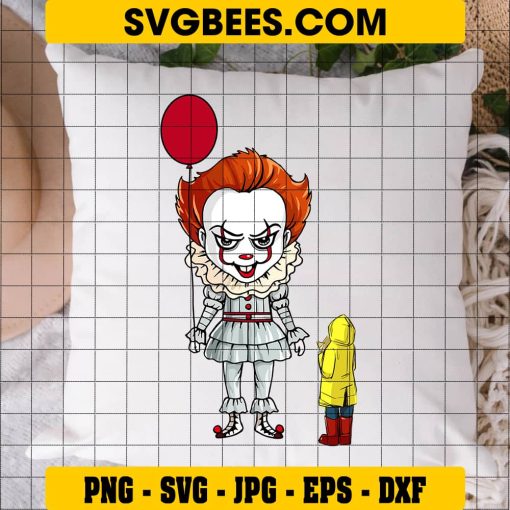 Pennywise Clown holding Georgie Ship Svg on Pillow