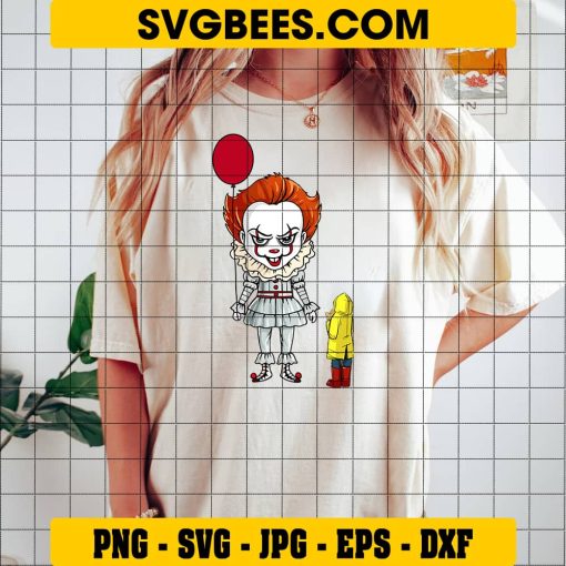 Pennywise Clown holding Georgie Ship Svg on Shirt