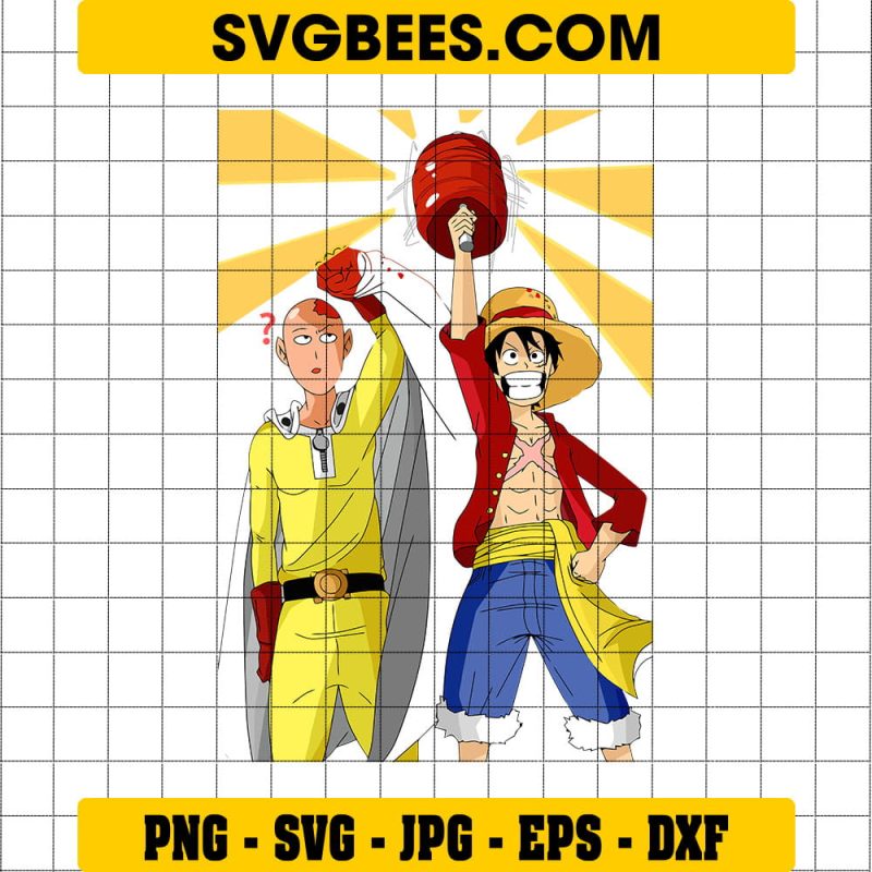 Saitama And Luffy Anime SVG, Friends Anime Svg, One punch man Svg, One Piece Svg