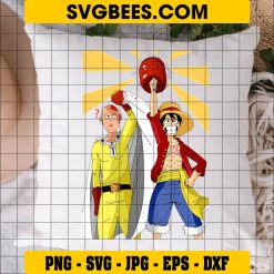 Saitama And Luffy Anime Svg, Friends Anime Svg, One punch mana Svg, One Piece Svg on Pillow