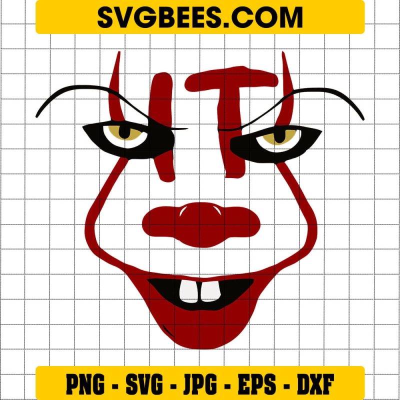 Scary Pennywise Clown Face Svg