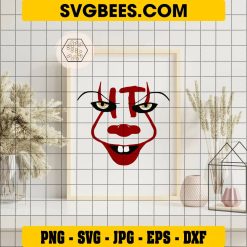Scary Pennywise Clown Face Svg on Frame