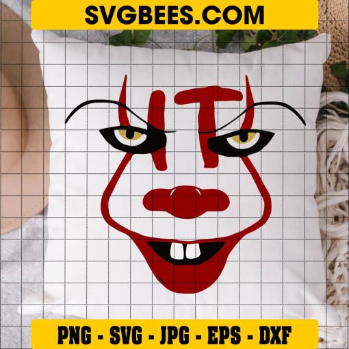 Scary Pennywise Clown Face Svg on Pillow