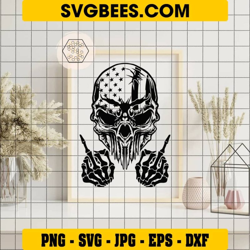 Skull Middle Finger Svg Skull Svg Svgbees 2066