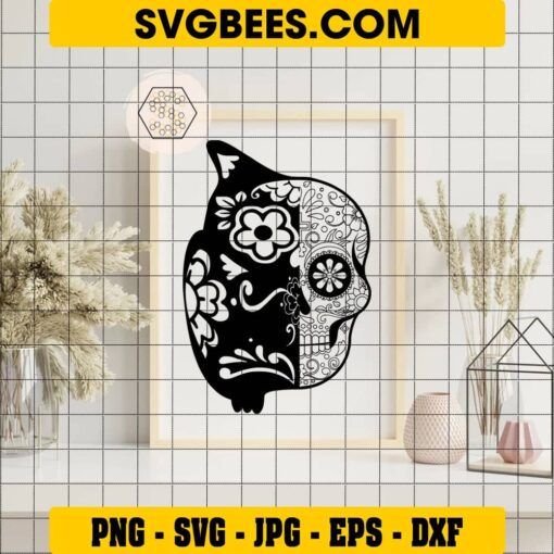 Sugar Skull Owl SVG on Frame
