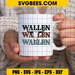 Wallen Western Bull Skull Vintage SVG - Retro Morgan Wallen SVG