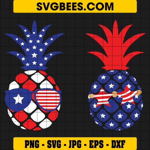 4th of July Pineapple Svg, American Flag Svg, Patriotic Pineapple Svg