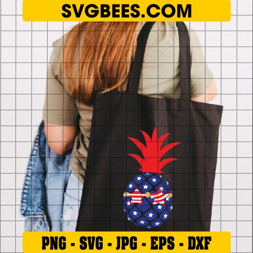 4th of July Pineapple Svg, American Flag Svg, Patriotic Pineapple Svg on Bag