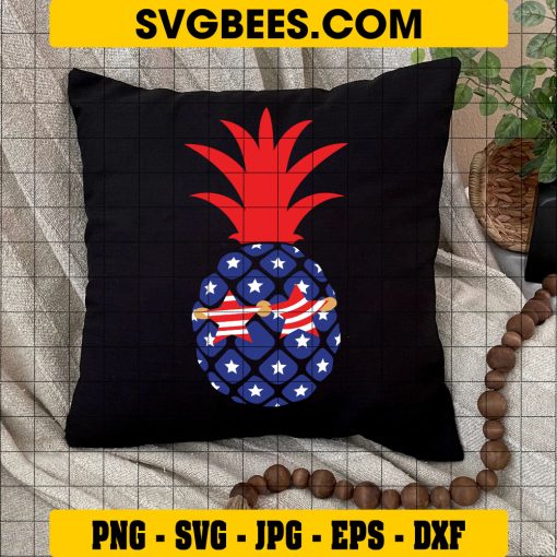 4th of July Pineapple Svg, American Flag Svg, Patriotic Pineapple Svg on Pillow